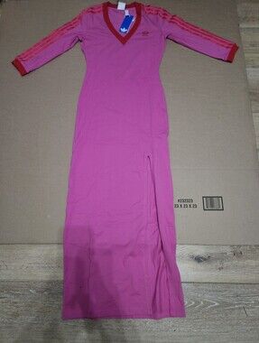 Adidas 3 Stripes Fuchsia Maxi Dress